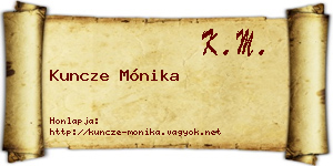 Kuncze Mónika névjegykártya